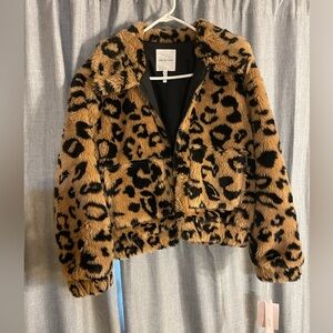 Avec Les Filles Fuzzy Leopard print jacket